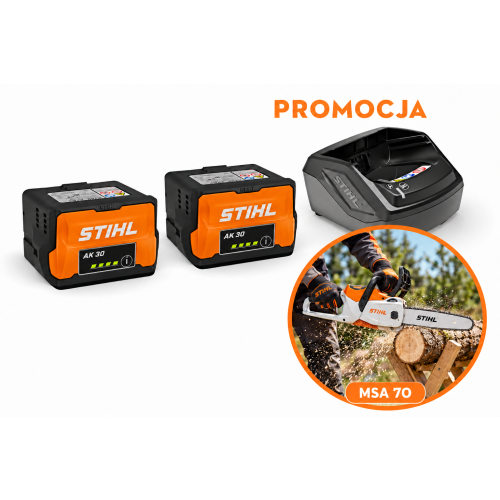 Zestaw startowy STIHL AK 30 S Plus – 2 akumulatory AK 30 S + ładowarka AL 101